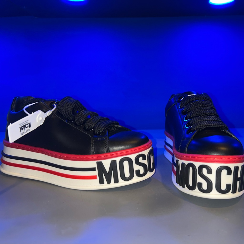 Moschino Black Sneakers With Red Highlights